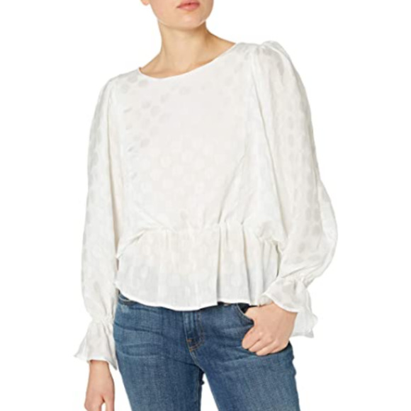 BB Dakota Tops - BB Dakota Woven Blousy Cinched Waist Blouse Ivory